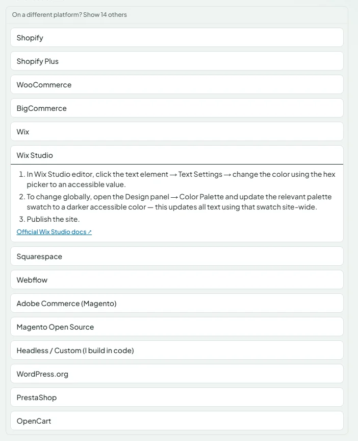 Platform-specific, step-by-step fix instructions